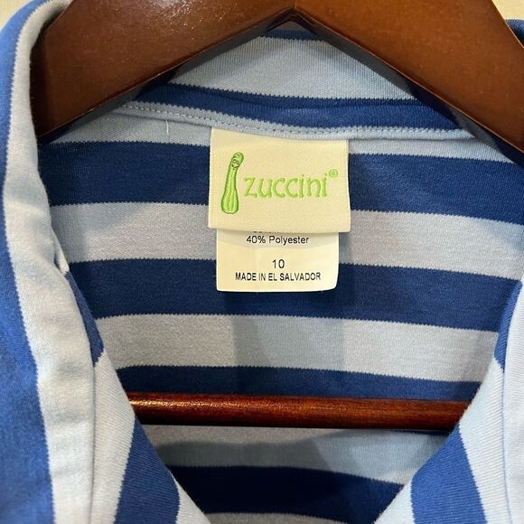 Boys New Blue Striped Polo with zip collar size 9 or 10 - Picture 5 of 12